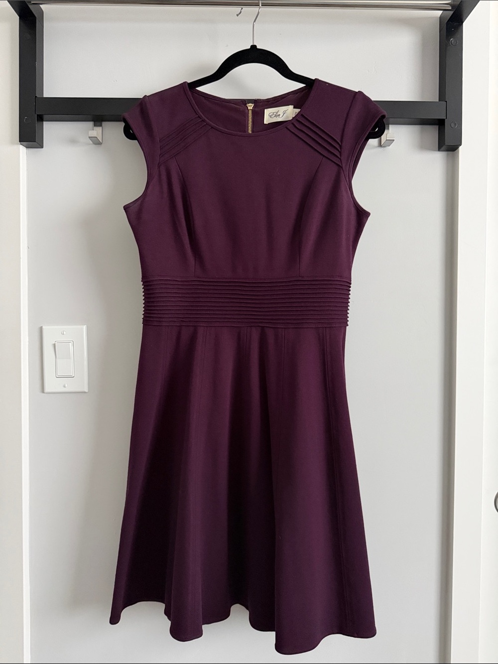 Eliza J Plum Fit-and-Flare Cap Sleeve Dress